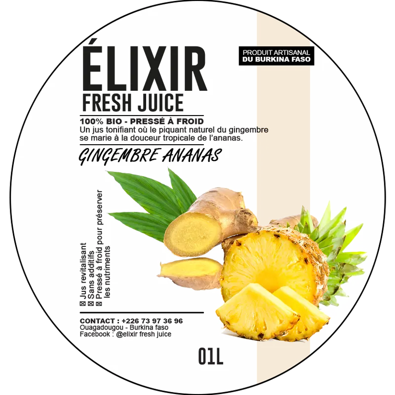 Affiche Elixir Gingembre Ananas 1litre