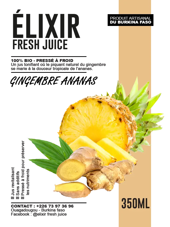 Affiche Elixir Gingembre Ananas 350ml