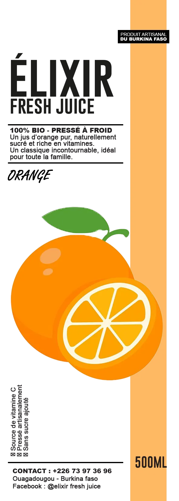 Affiche Elixir Orange 500ml