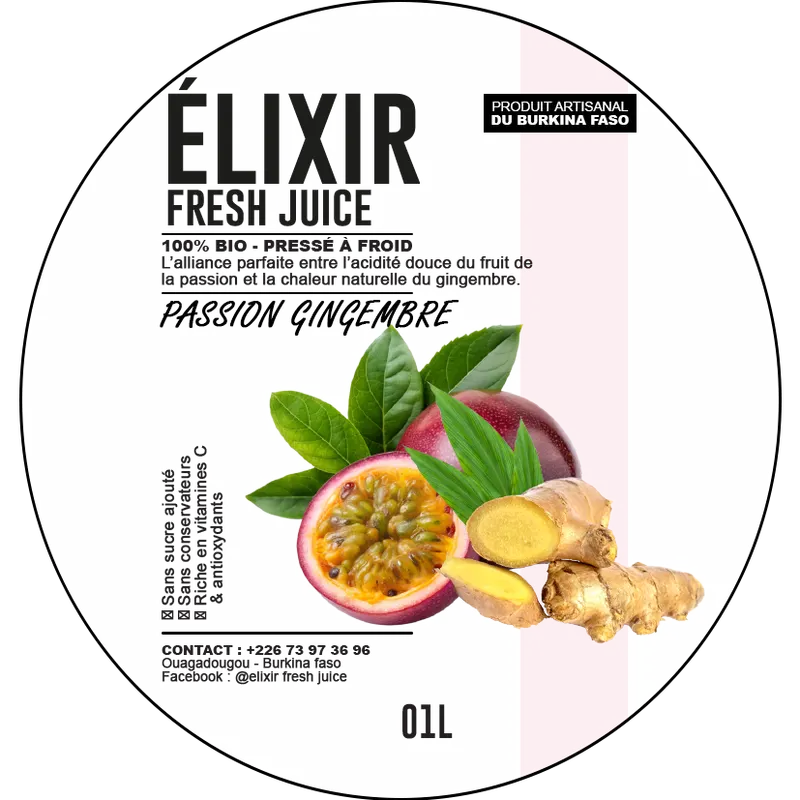 Affiche Elixir Passion Gingembre 1litre