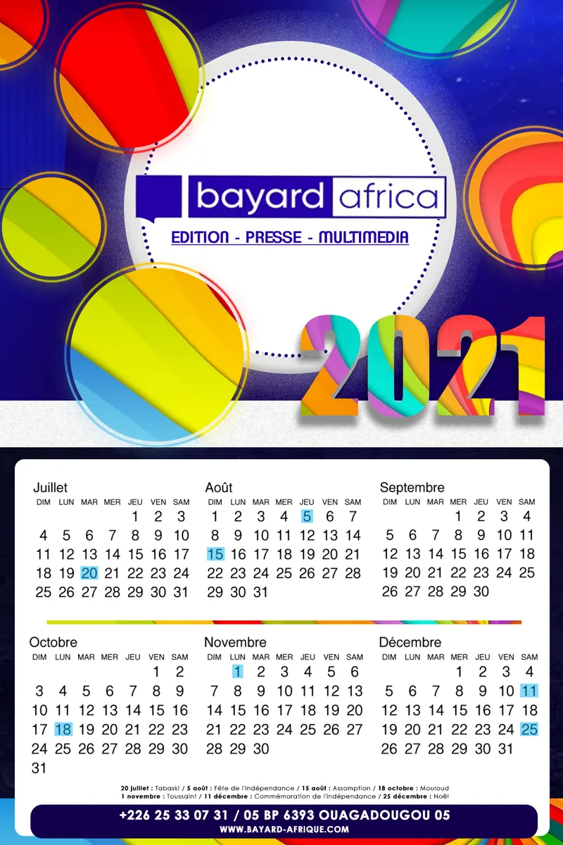 Calendrier Bayard Afrique 2