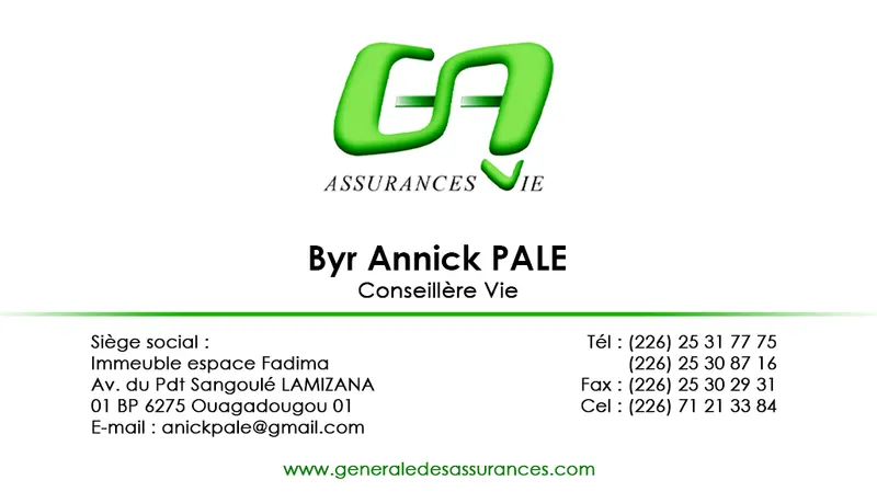 Carte De Visite Ga Assurances Annick Pale