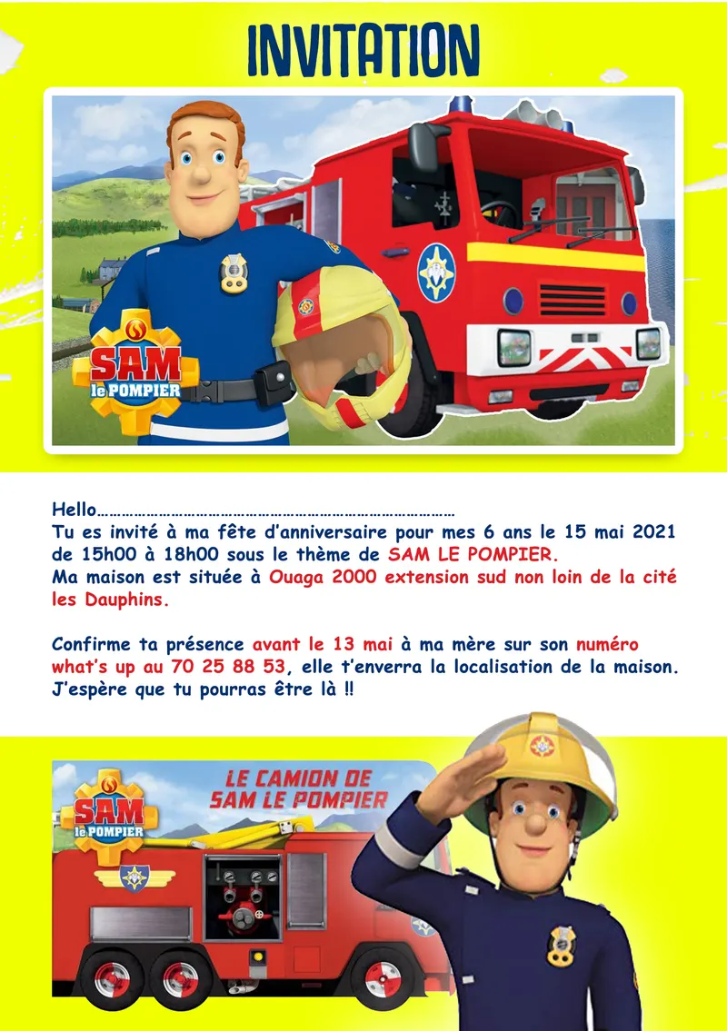 Carton Invitation Sam