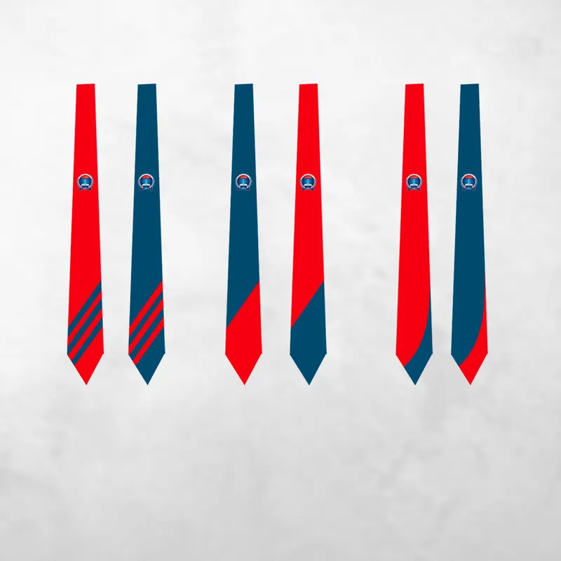 Mockup Cravates Design Police Rouge Bleu